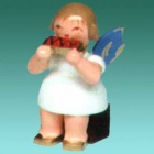 Engel sitzend - 5cm blaue Flügel