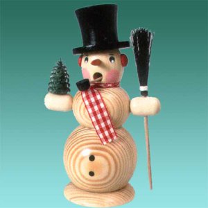 Schneemann mit Besen natur 16cm