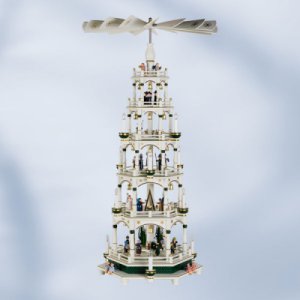 elektrische Pyramide, Christgeburt, weiß-grün, 5-stufig 106cm