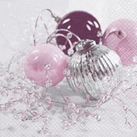 Servietten Christmas lila - weiß, Auslaufartikel