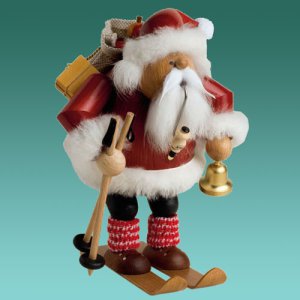 Räuchermann Weihnachtsmann auf Skier 20cm