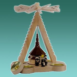 Pyramide, Spitze m. Teelicht und Kerze 24cm