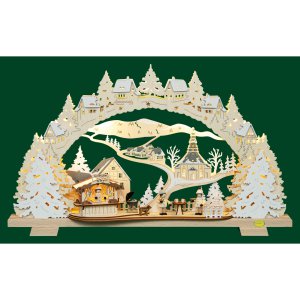 LED Schwibbogen, Grillhütte mit Schnee, Tietze Figuren 53cm