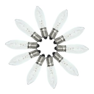 10er Set Riffelkerze E10 12V/2W klar für Schwibbögen und Engel und Bermann des Lichts