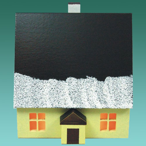 Haus 7cm bunt mit Schnee für Innenbeleuchtung