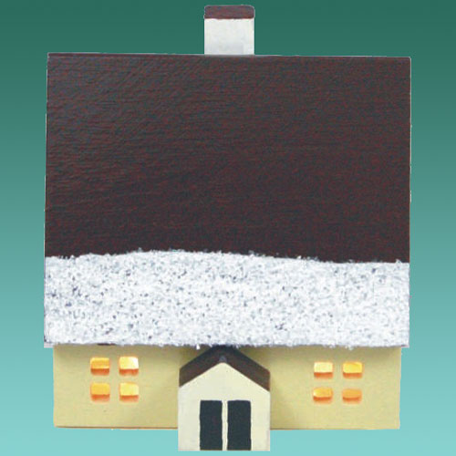 Haus 4cm bunt mit Schnee für Innenbeleuchtung