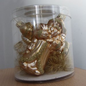 Baumschmuck aus Glas, bronze, 3-tlg. Weihnachtsmänner