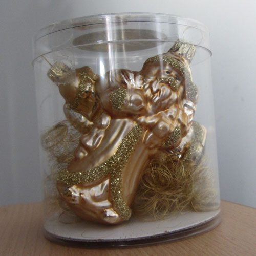 Baumschmuck aus Glas, bronze, 3-tlg. Weihnachtsmänner