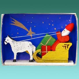 Zündholzschachtel ″Weihnachtsmann mit Schlitten″