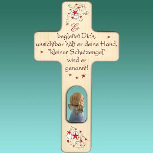 Kreuz Sterne mit Engel 20cm blau ...Er begleitet Dich unsichtbar