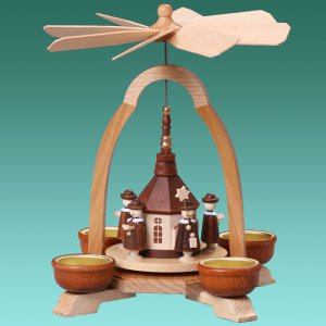 Pyramide, Seiffener Kirche für Teelichter 23cm