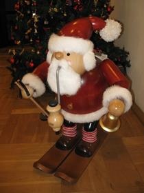 Räuchermann, Weihnachtsmann mit Ski XL, 80cm