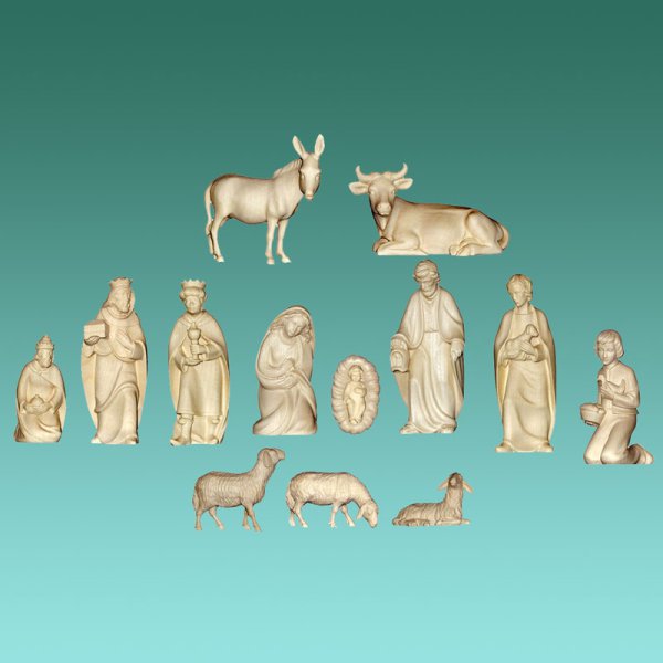 1 Rudolfkrippe 13tlg. Figuren-Set 9cm natur