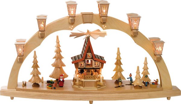 Schwibbogen Weihnachtswald mit Adventshaus 80cm