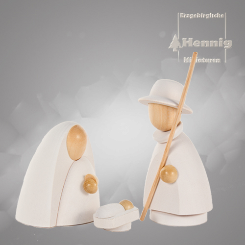 Heilige Familie natur/weiss - modern 10cm groß