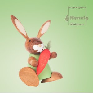 Hase grün mit Möhre 10cm