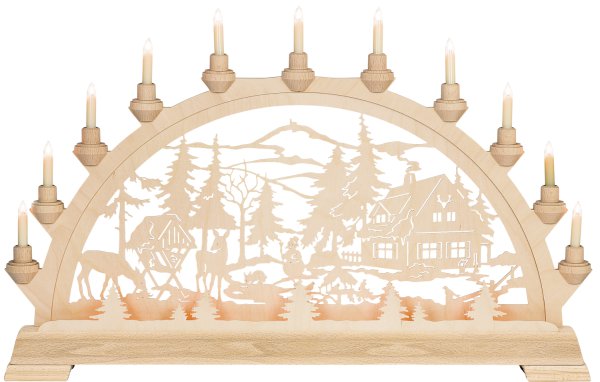 Schwibbogen, Forsthaus mit Vorbeleuchtung 65cm