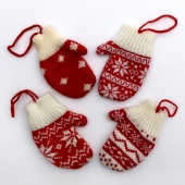 Strick Handschuhe im Norweger Design, 4tlg Set
