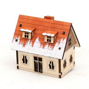 Haus Dorfhaus mit Schnee 7cm