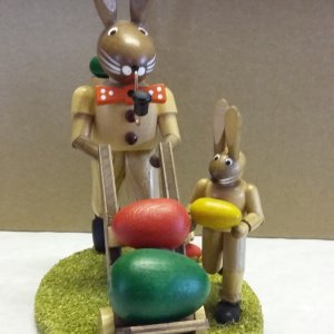 Hase mit Eierkarre 17cm