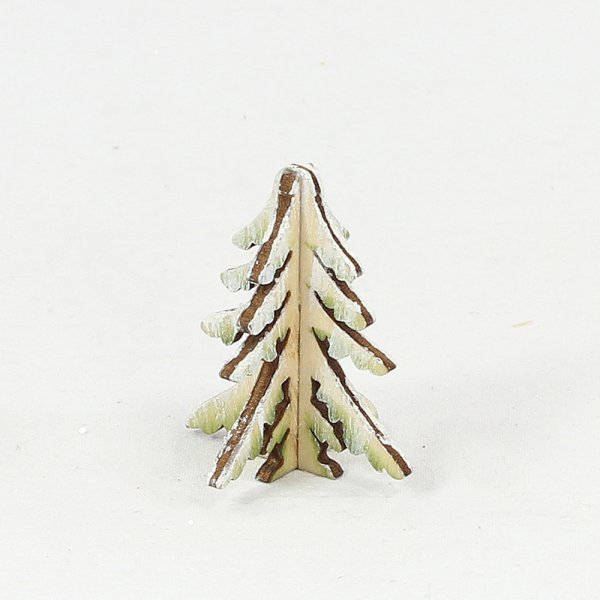 Holz Tannenbaum mit Schnee 05cm