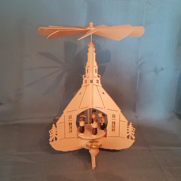 Pyramide, Seiffener Kirche - natur 35cm - Ausstellungsstück