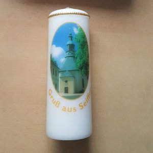 Stumpen-Kerze - weiß Seiffener Kirche B Ware