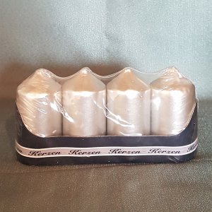 4er Set Stumpen-Kerzen - silber