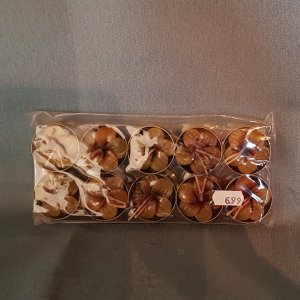 Teelichter, olivebraune Blume 10er