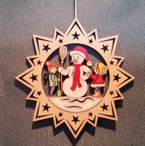 Baumbehang - Schneemann mit Junge und Mädchen 8cm