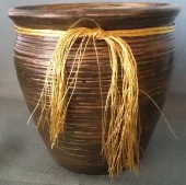 Übertopf groß grün - gold