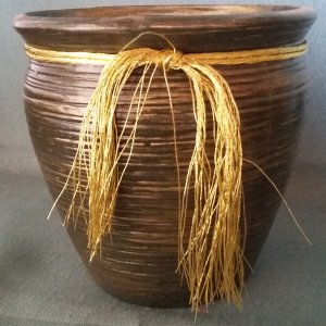 Übertopf groß grün - gold