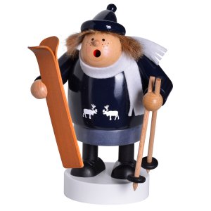 Räuchermann - Skifahrerin blau 18cm