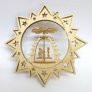 Baumbehang - Stern mit Pyramide Waldleute 8cm