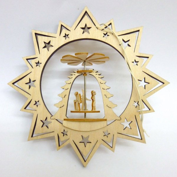 Baumbehang - Stern mit Pyramide Waldleute 8cm