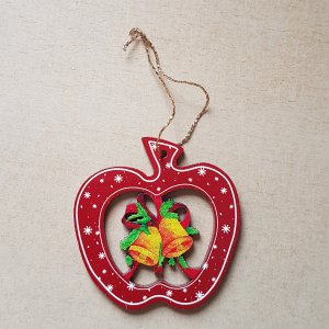 Baumbehang - Rot Apfel mit Glocken 6cm
