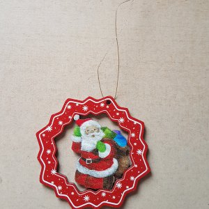 Baumbehang - Rot Kranz mit Hl. Nikolaus 6cm
