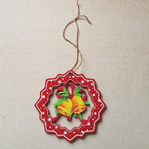 Baumbehang - Rot Kranz mit Glocken 6cm