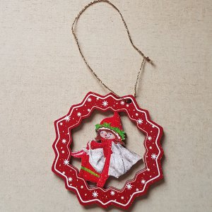 Baumbehang - Rot Kranz mit Wichtel 6cm