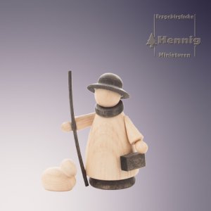 Schäfer mit 2 Schafen natur/anthrazit - 6cm