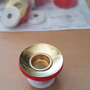 Holztülle rot-weiß für Leuchter 00048