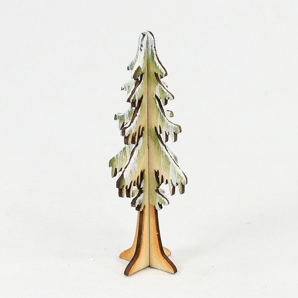 Holz Tannenbaum mit Schnee 10,5cm