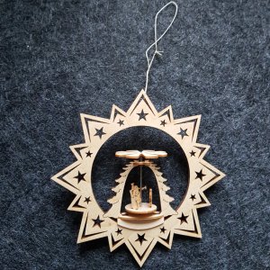 Baumbehang - Stern mit Pyramide Krippe im Baum 8cm
