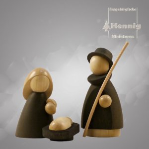Heilige Familie natur/anthrazit - 8cm