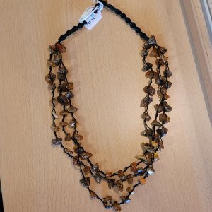 Bernstein-Kordelkette 4-reihig braun 46cm