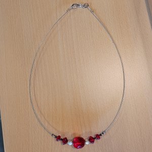 Halsreif mit roten Steinen 45cm