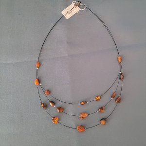 Halsreif Bernstein 3-reihig braun 45cm