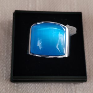 Edelstahlring blauer Stein Gr. 8