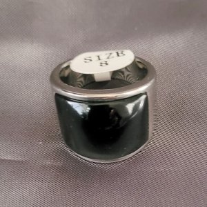 Edelstahlring schwarzer Stein Gr. 8