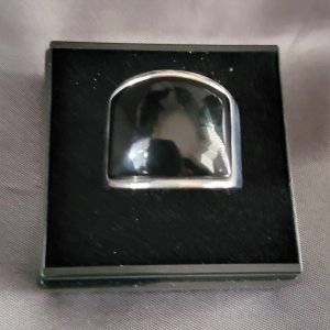 Edelstahlring schwarzer Stein Gr. 8